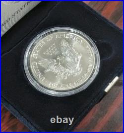 Silver Eagle 1987 BU+ Proof-Like Condition, Second Year, Key Date, Velvet Box