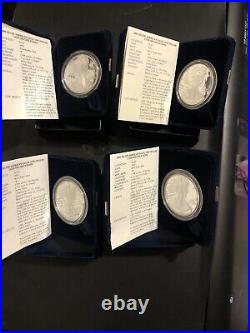 Silver Eagle Proof lot 2000-2001-2002-2003. COA and Box