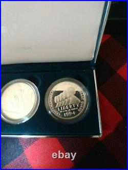 Silver Proof 1994 U. S. Veterans Commemorative 3 Coin Silver Proof Set Ori Box