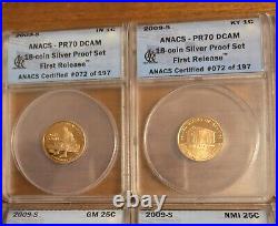Silver Proof Set 2009 S 18-Coin ANACS PR70 DCAM Frist Release & Presentation Box