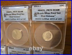 Silver Proof Set 2009 S 18-Coin ANACS PR70 DCAM Frist Release & Presentation Box