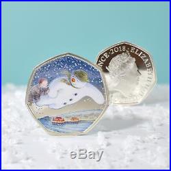 Snowman 50p Silver Proof in a deluxe personalised gift box