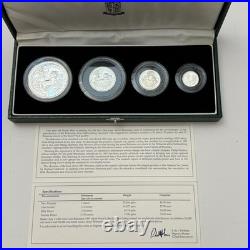 Stunning 1997 FIRST YEAR SILVER PROOF BRITANNIA 4 COIN SET BOX AND COA