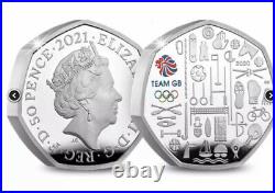 TEAM GB 2020 / 2021 UK 50p Silver Proof Piedfort Colour Coin BOX & COA. IN HAND
