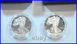 TWO 1994-P Proof $1 American Silver Eagles with Box, OGP & COA