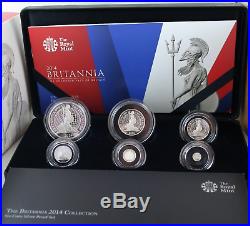 The Britannia 2014 Uk 6 Six Coins Silver Proof Set Boxed + Coa Cheapest On Ebay