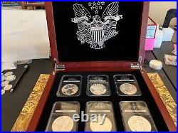 The Complete American Eagle Silver Dollar- Limited-Edition Set 6 Coins/Wood Box