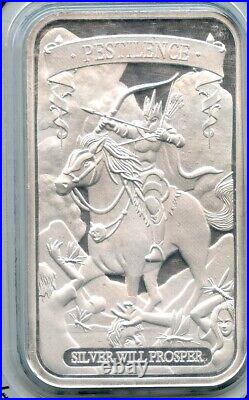 The Poured Corner 4 Horseman Set 4- 1oz. 999 Fine Silver Proof Bars & Holders