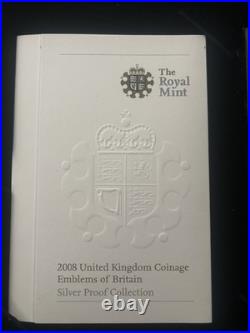 The Royal Mint 2008 Emblems of Britain Silver Proof Coin Set Presentation Box