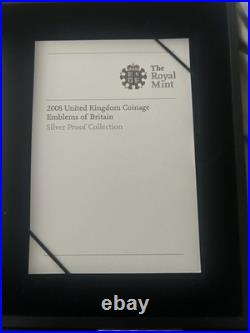 The Royal Mint 2008 Emblems of Britain Silver Proof Coin Set Presentation Box