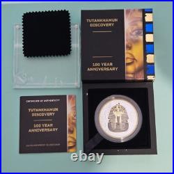 Tutankhamun 100 Year 2oz Silver Proof Gilded Coin 2022 Tuvalu Box + COA