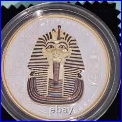 Tutankhamun 100 Year 2oz Silver Proof Gilded Coin 2022 Tuvalu Box + COA