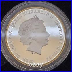 Tutankhamun 100 Year 2oz Silver Proof Gilded Coin 2022 Tuvalu Box + COA