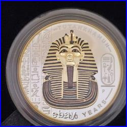 Tutankhamun 100 Year 2oz Silver Proof Gilded Coin 2022 Tuvalu Box + COA