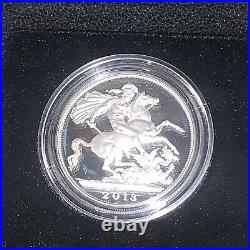 UK 2013 silver proof 5 pounds coin Royal Birth Prince George box COA