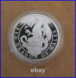 UK 2018 Queen's Beasts Red Dragon of Wales 1 Oz Silver Proof /No Box