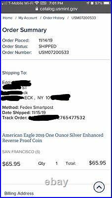 UNOPENED 2019-S Enhanced Reverse Proof $1 American Silver Eagle Box RARE