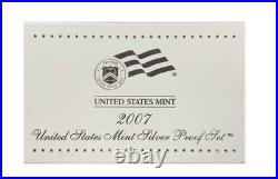 US Mint 2007 Silver Proof Set With Box and COA Uncirculated 10 Coin Set