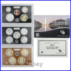 US Mint 2013 S Silver Proof Set Complete with Box & COA