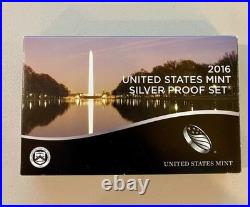 US Mint 2016 Silver Proof Coin Set With Box and COA Uncirculated 13 Coin Set