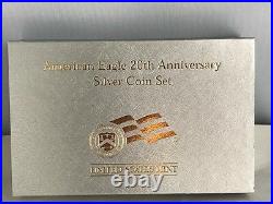 US Mint 20th Anniversary American Eagle Silver 3-Coin Set with Box and COA