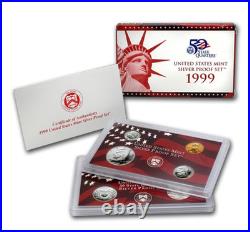 US Mint 50 State Silver 1999 Proof Set W Box and COA OGP Uncirculated Estate Lot