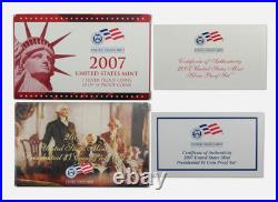 US Mint Silver Coin Proof Set 2007 S With Box and COA OGP Estate Lot
