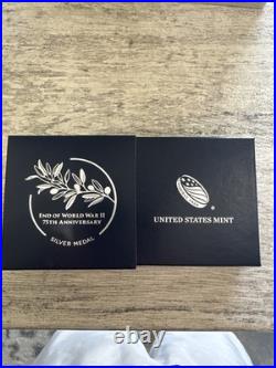 US Mint WWII 75th Anniversary Silver Proof Medal 2020 20XH with COA Box NEW US Mint WWII 75th Anniversary Silver Proof Medal 2020 20XH with COA Box NEW