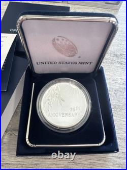US Mint WWII 75th Anniversary Silver Proof Medal 2020 20XH with COA Box NEW