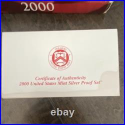 U. S. Mint 2000 Silver Proof Set Uncirculated with Certificate & Original Box