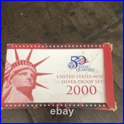 U. S. Mint 2000 Silver Proof Set Uncirculated with Certificate & Original Box