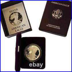 U. S. Mint S. F. 1990 American Eagle 1 oz. 999 Silver Proof Coin with Box & COA