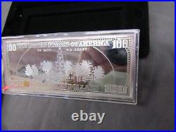 U. S. Washington Mint $100.00 Silver Proof Note Box And Coa. 999 4oz. Troy