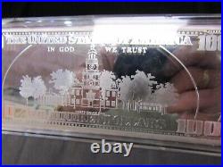 U. S. Washington Mint $100.00 Silver Proof Note Box And Coa. 999 4oz. Troy