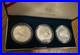 Uncirculated 1994 U. S. Mint Veterans Silver Proof 3 Silver Dollar Set Box & COA