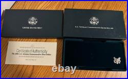 Uncirculated 1994 U. S. Mint Veterans Silver Proof 3 Silver Dollar Set Box & COA