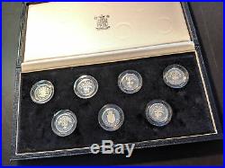 United Kingdom Silver Pound Piedfort Seven Coin Proof Collection with Box
