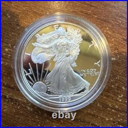 United States Mint 1999 American Eagle 1 oz. 999 Silver Proof Coin Box & COA