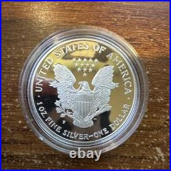 United States Mint 1999 American Eagle 1 oz. 999 Silver Proof Coin Box & COA
