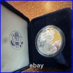 United States Mint 1999 American Eagle 1 oz. 999 Silver Proof Coin Box & COA
