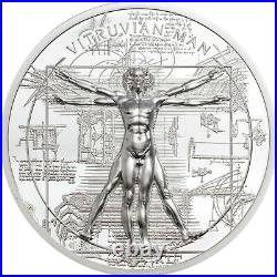 VITRUVIAN MAN X-RAY 1oz Silver Proof Coin in Box with COA 2021 Cook Islands $5