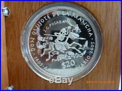 Very Rare Mexico 2005.999 Silver 2 Oz. Don Quixote $20 Proof with BOX