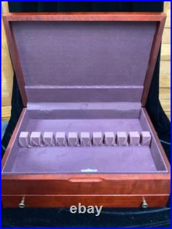 Vintage Mahogany Wood Flatware Storage Chest Box Tarnish Proof Sterling Silver