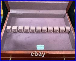 Vintage Mahogany Wood Flatware Storage Chest Box Tarnish Proof Sterling Silver