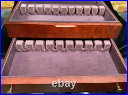 Vintage Mahogany Wood Flatware Storage Chest Box Tarnish Proof Sterling Silver