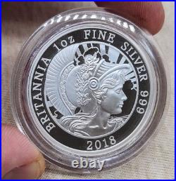 WPCoins 2018 Britannia 1 oz Silver Proof, Royal Mint Box + COA