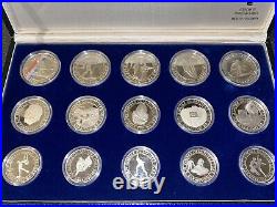 Yugoslavia 15 Silver Proof Coins Set Sarajevo 1984 Olympic Games Mint Box Coa